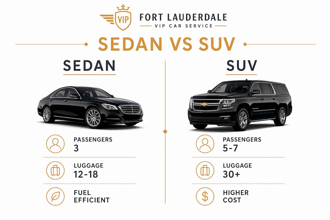 Infographic comparing sedan and SUV features