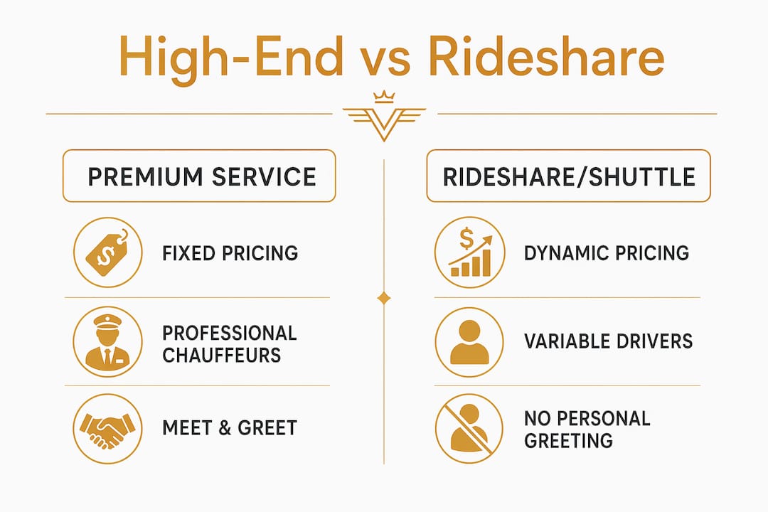 Infographic comparing premium airport rides and rideshare services
