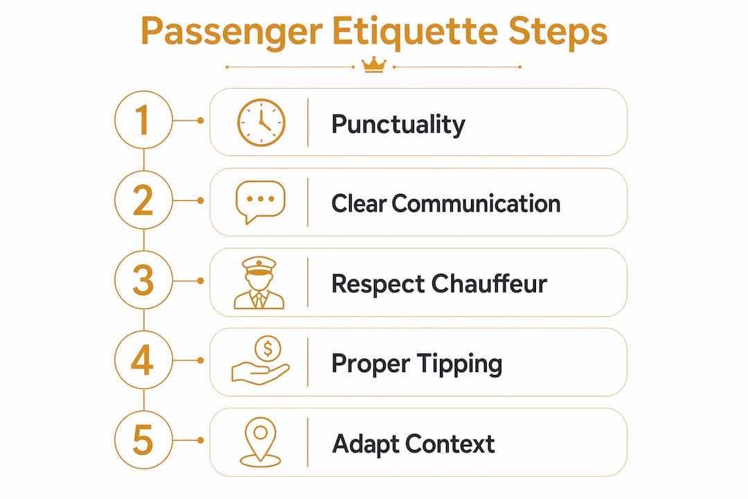Infographic illustrating key passenger etiquette steps