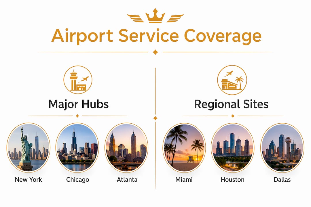 Infographic comparing airport coverage by region