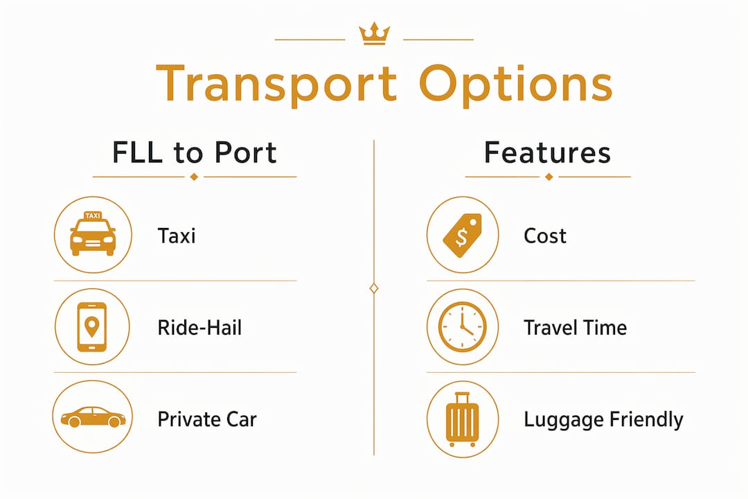 Infographic comparing transport options from FLL to cruise terminal