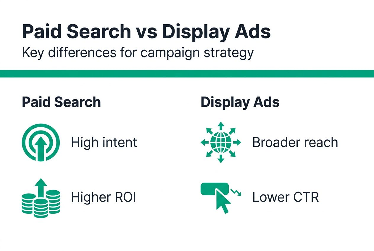 Infographic comparing paid search and display ads