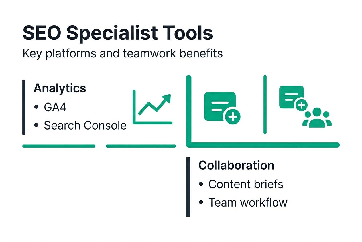 Infographic highlighting key seo tools and collaboration