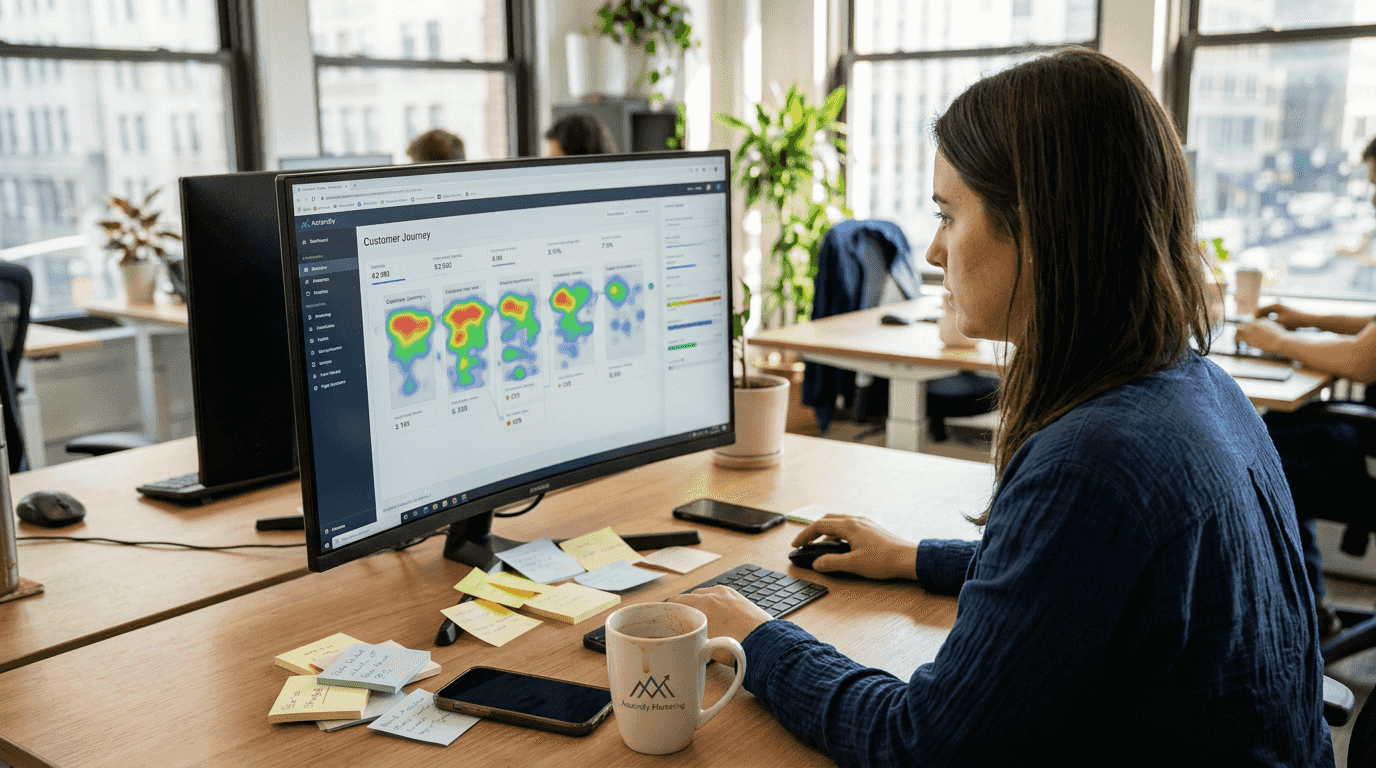 Analyst viewing website tracking system