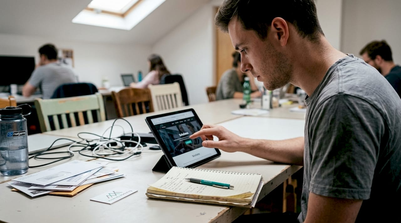 User navigating website on tablet