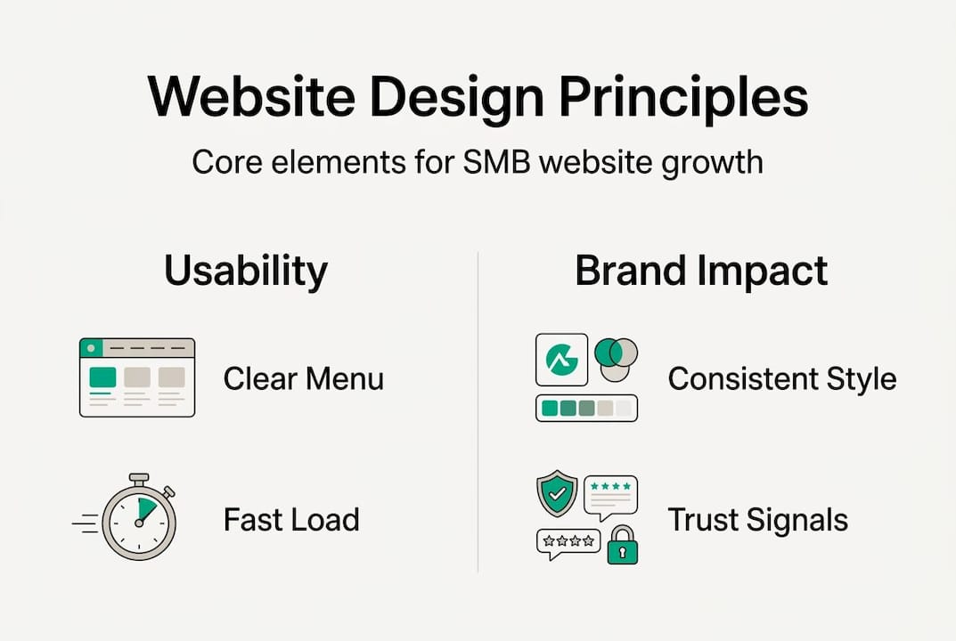 Infographic of core website design principles