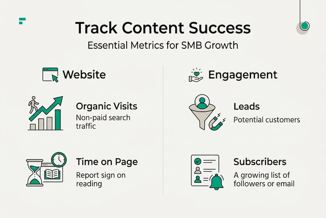 Infographic showing content success metrics split in two categories