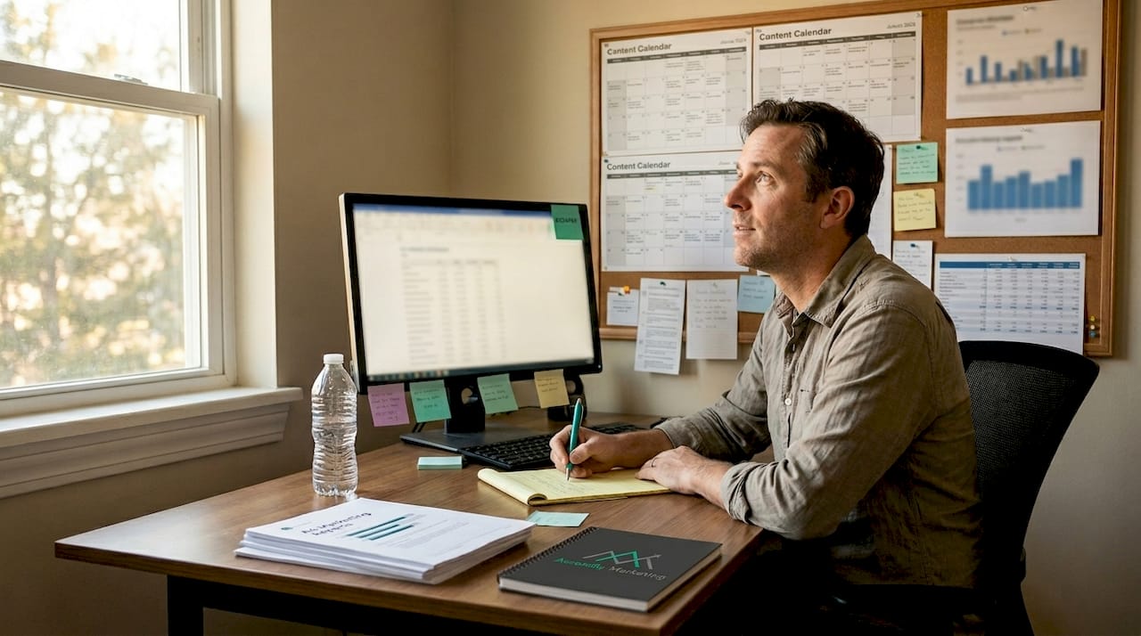 Content strategist planning marketing workflow