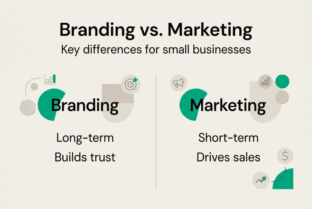 Infographic comparing branding and marketing