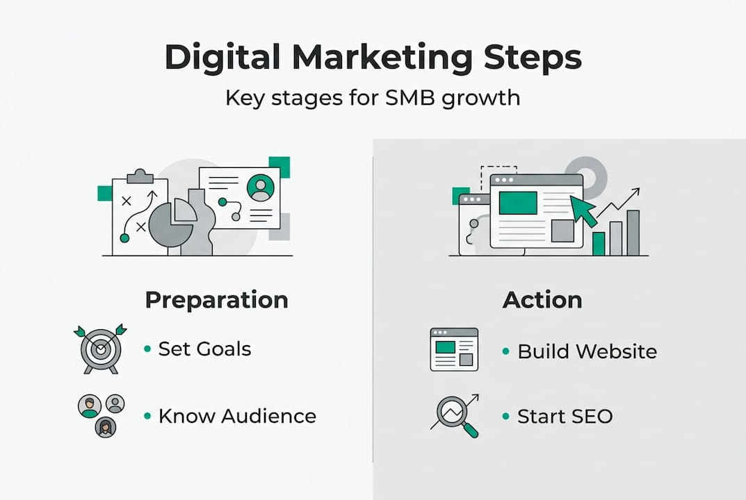 Infographic outlining basic smb marketing steps