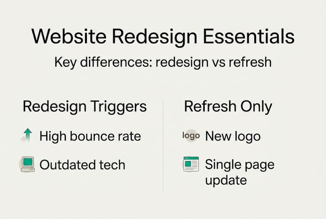 Infographic comparing website redesign vs refresh