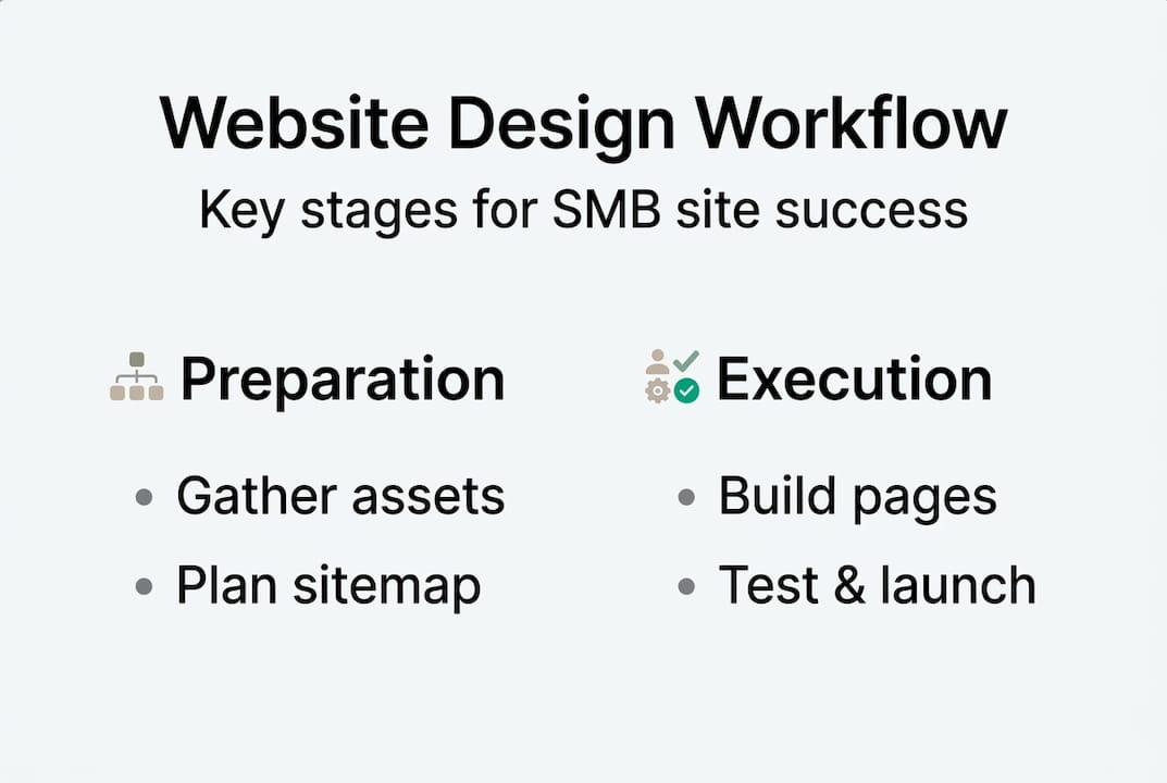 Infographic of website design workflow stages