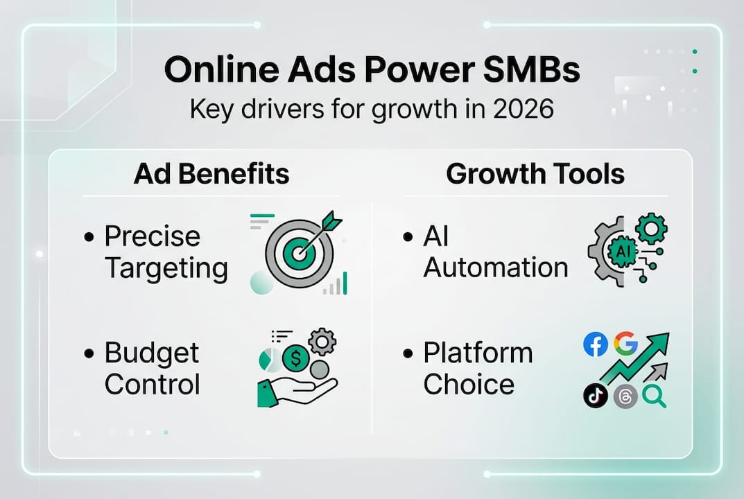 Infographic on online advertising benefits for smb growth