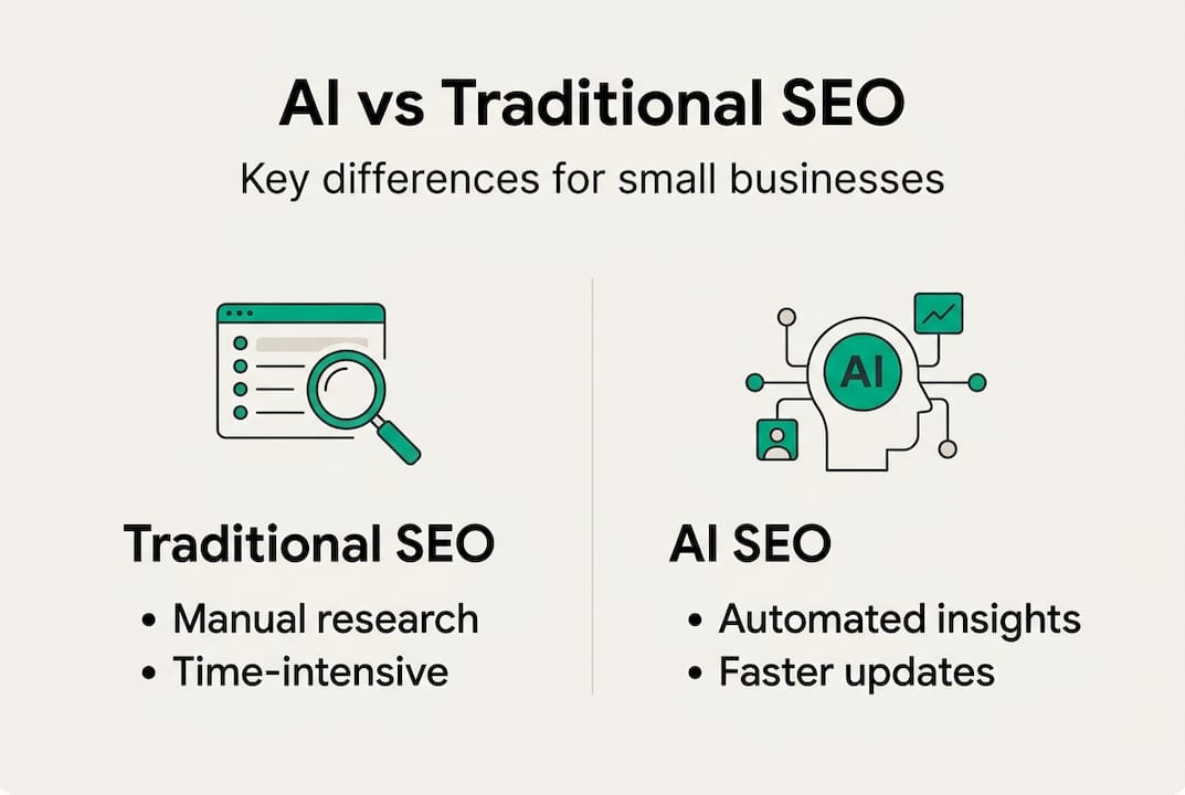 Infographic comparing ai and traditional seo features