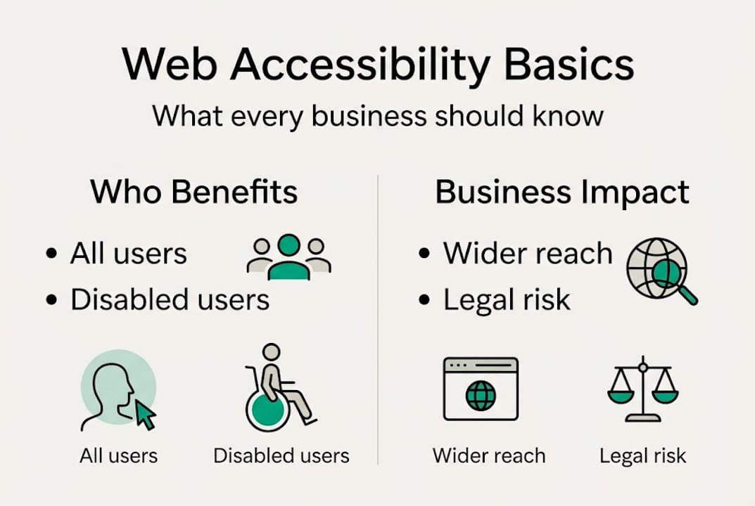Web accessibility overview for businesses infographic