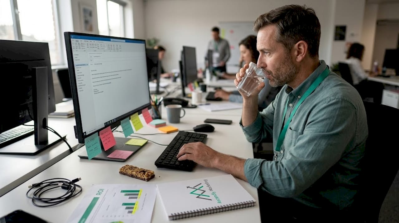 Manager creating personalized marketing emails