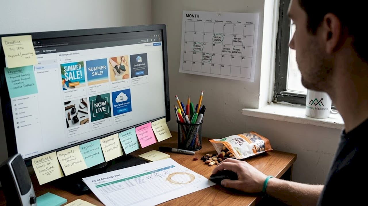 Marketing assistant reviews display ad designs