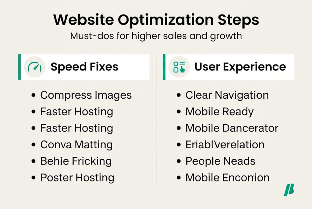Infographic showing website optimization steps