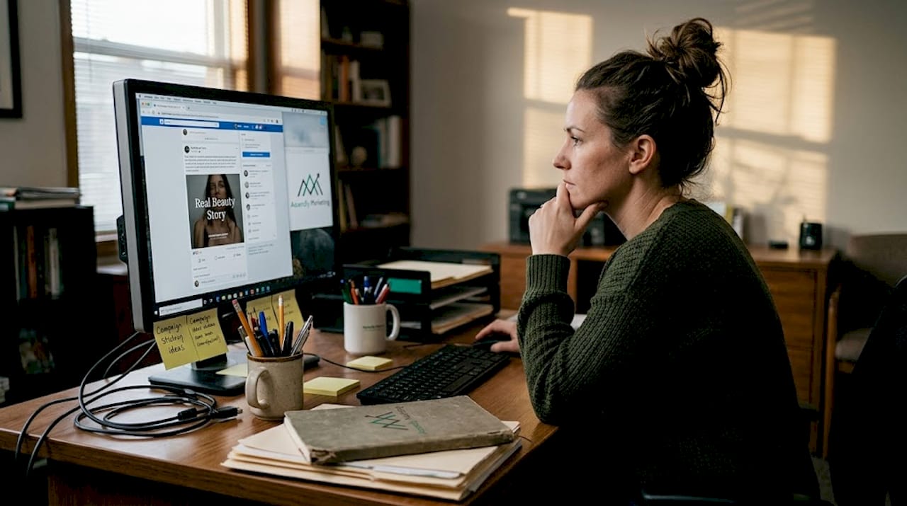 Brand manager examining real campaign stories