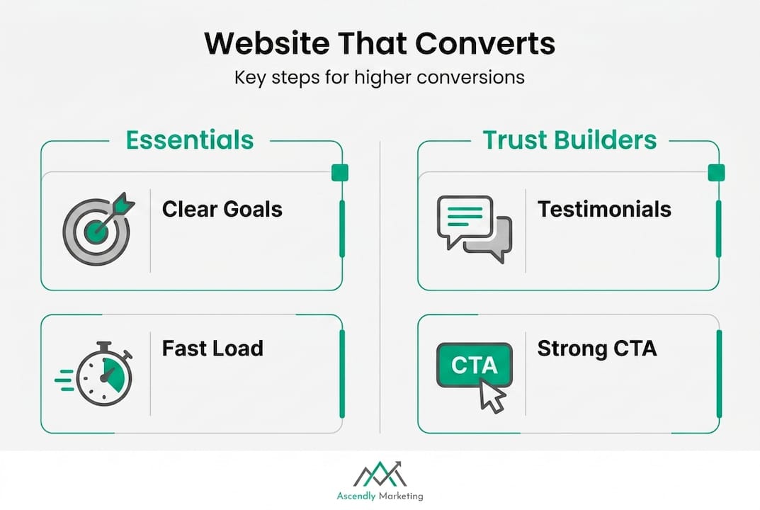 Infographic outlining steps for site conversion
