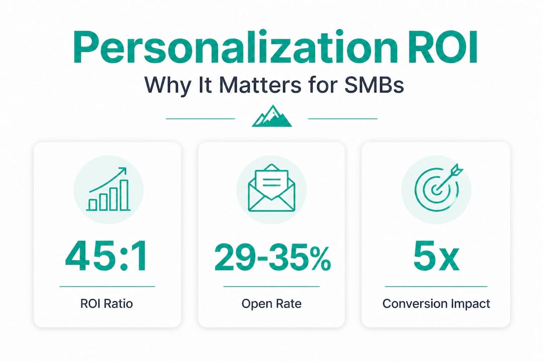Infographic showing personalization roi statistics for smbs