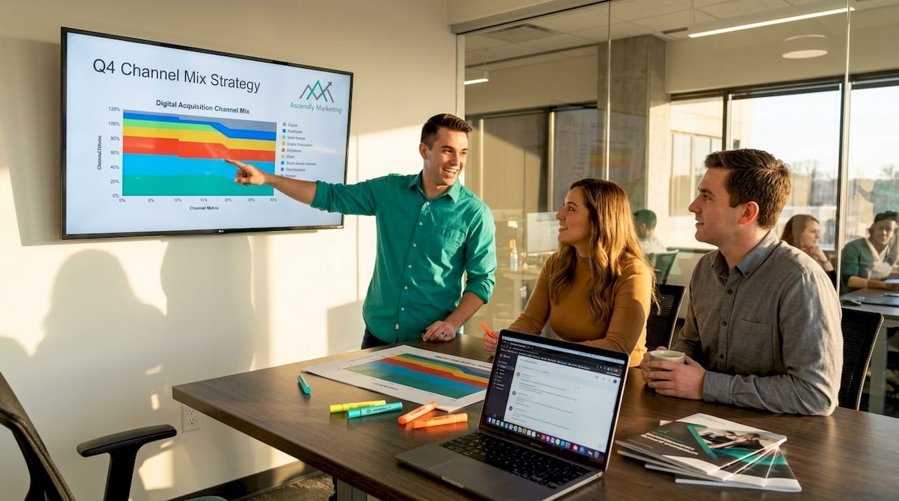 Team reviews multi-channel marketing session