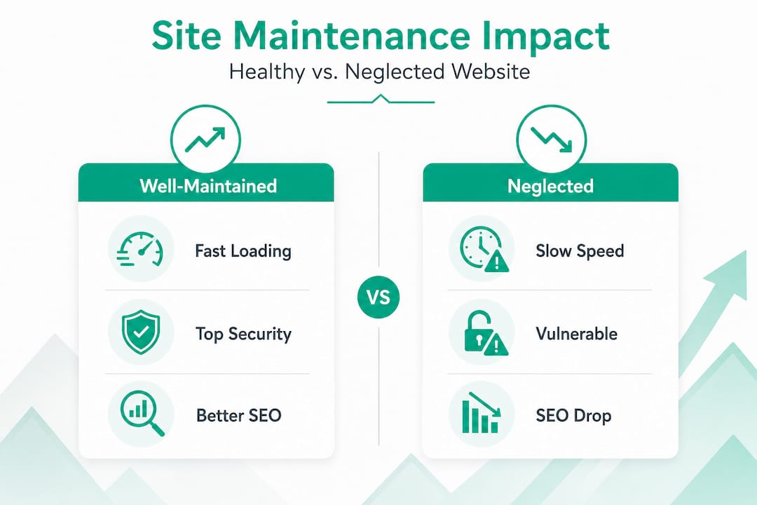 Infographic comparing maintained and neglected websites