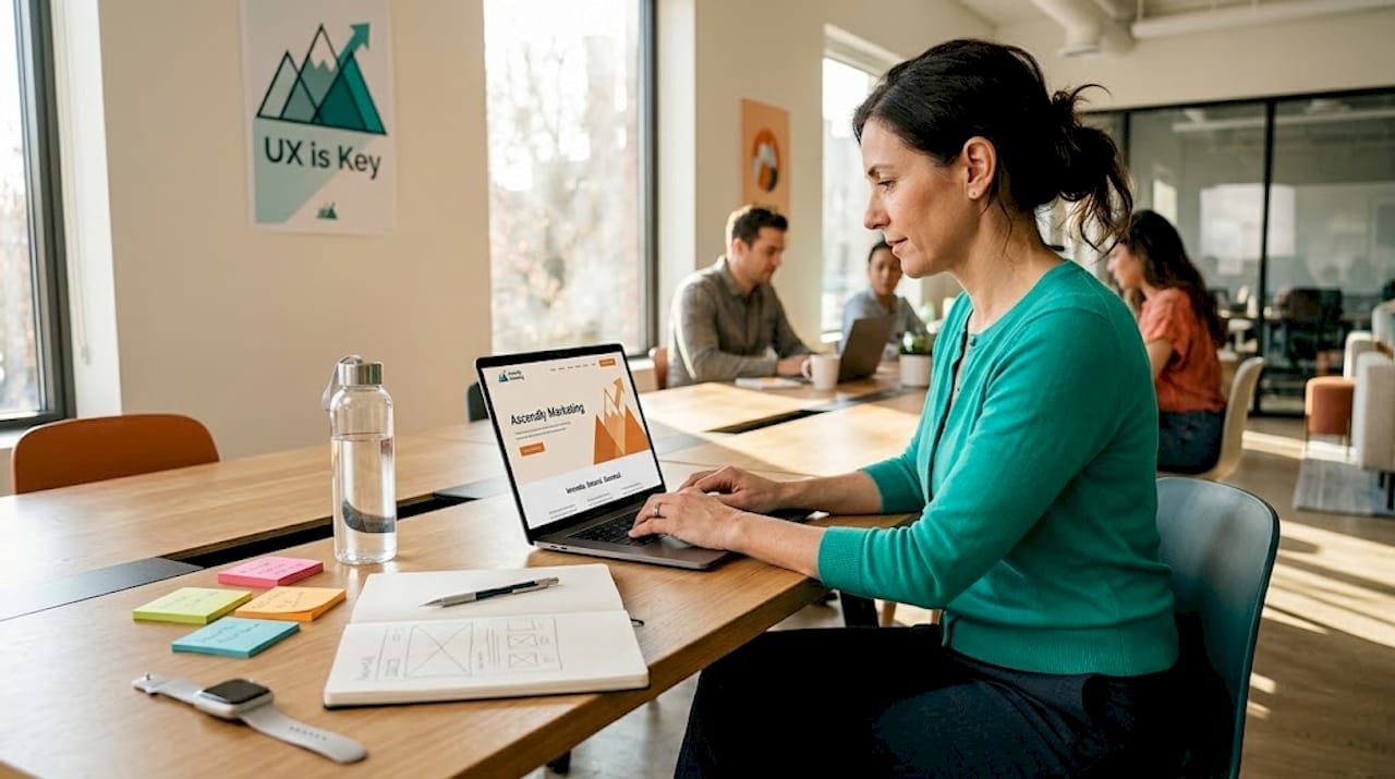 Web designer testing refreshed homepage