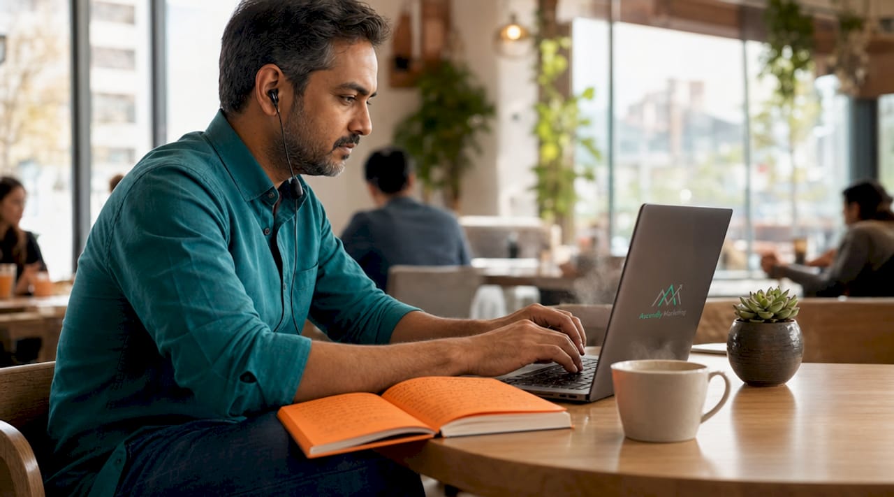 Entrepreneur taking notes after customer interview