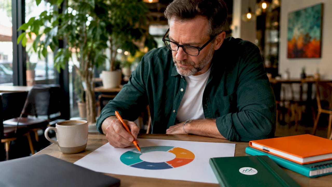 Close-up man analyzing inbound marketing stages