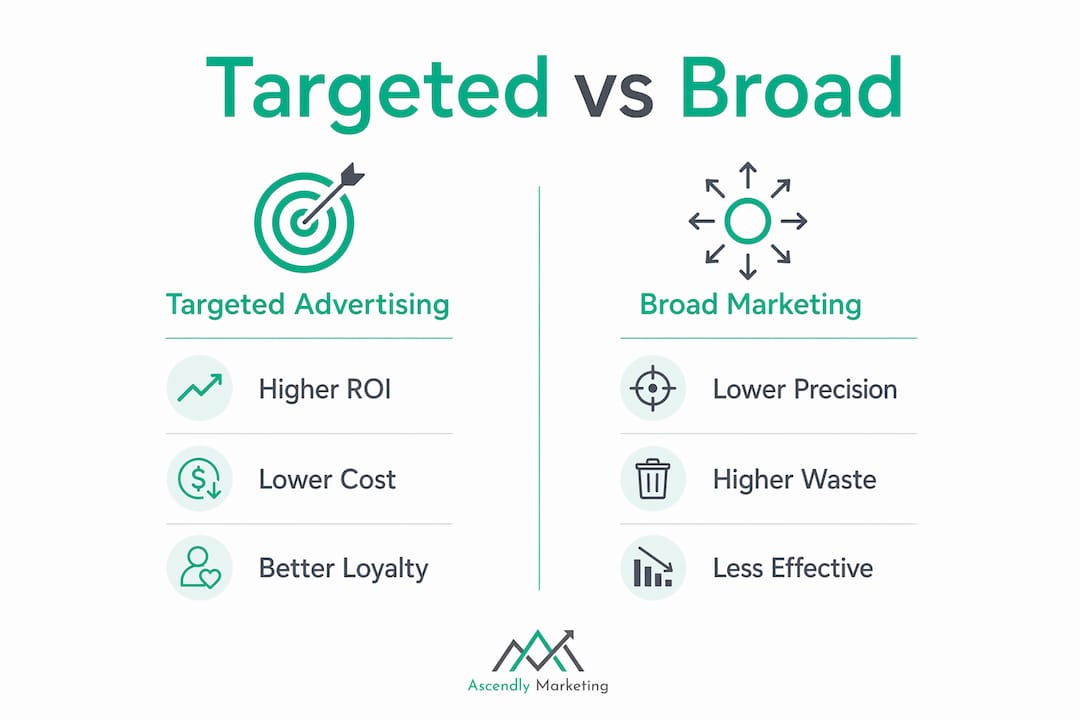 Infographic comparing targeted and broad advertising