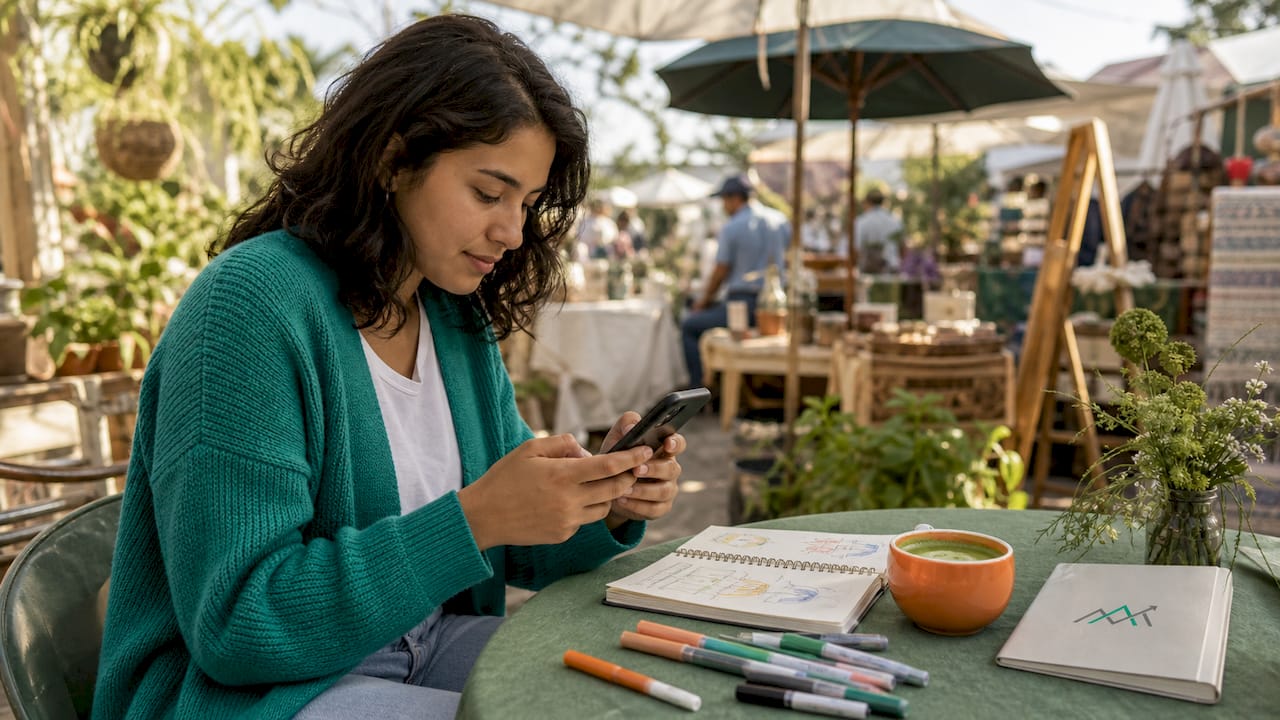 Hands holding smartphone for social media pr