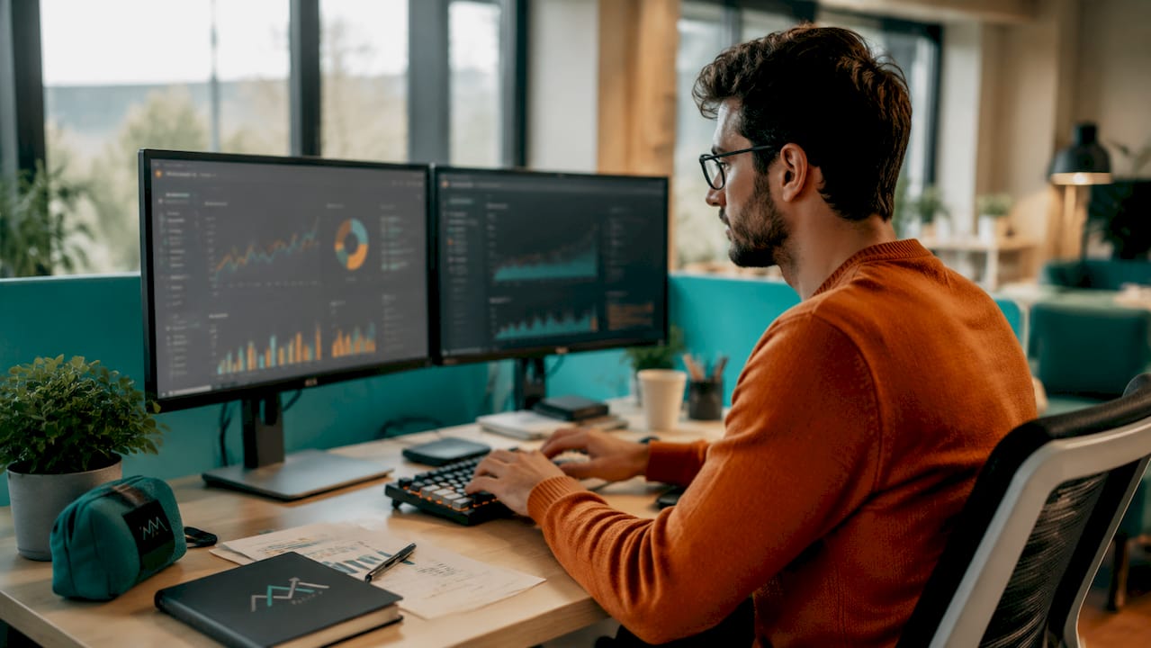 Hands typing on keyboard for data collection setup