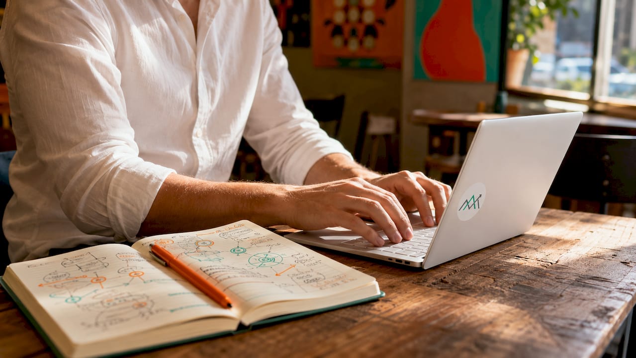 Close-up of hands typing keywords on laptop keyboard