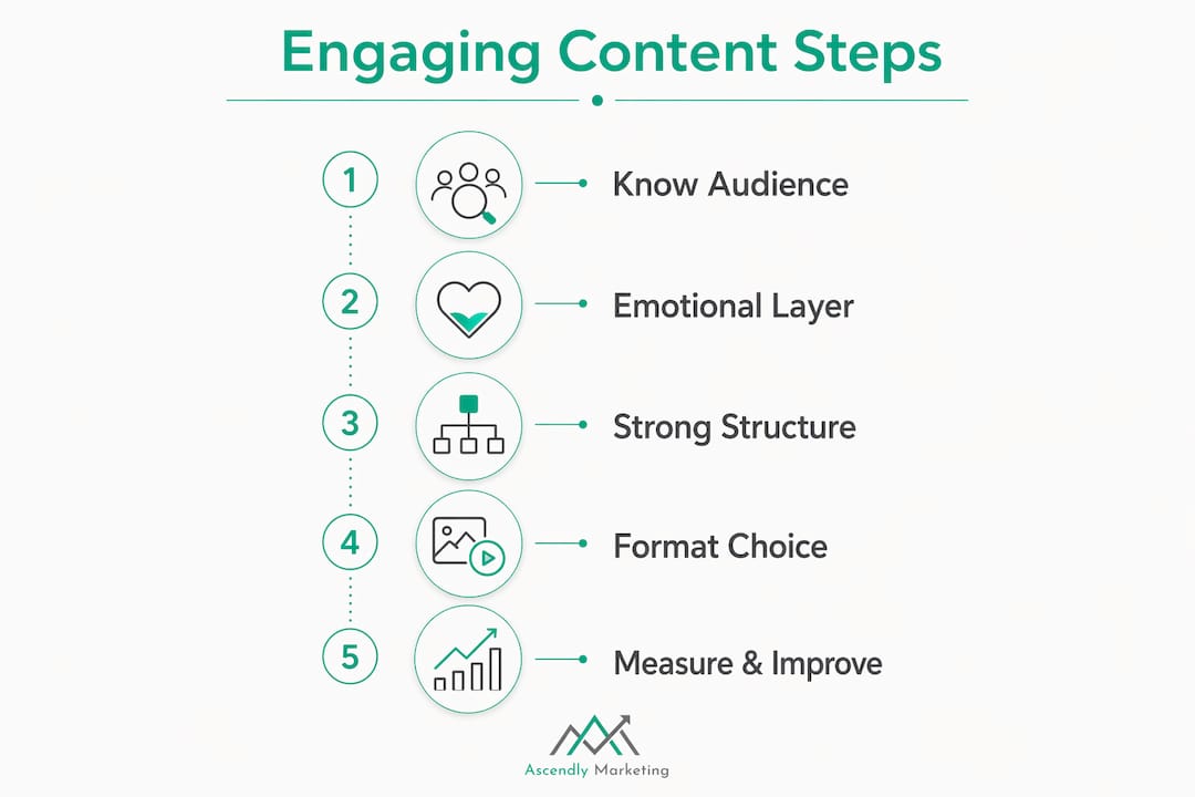 Infographic illustrating steps to create engaging content