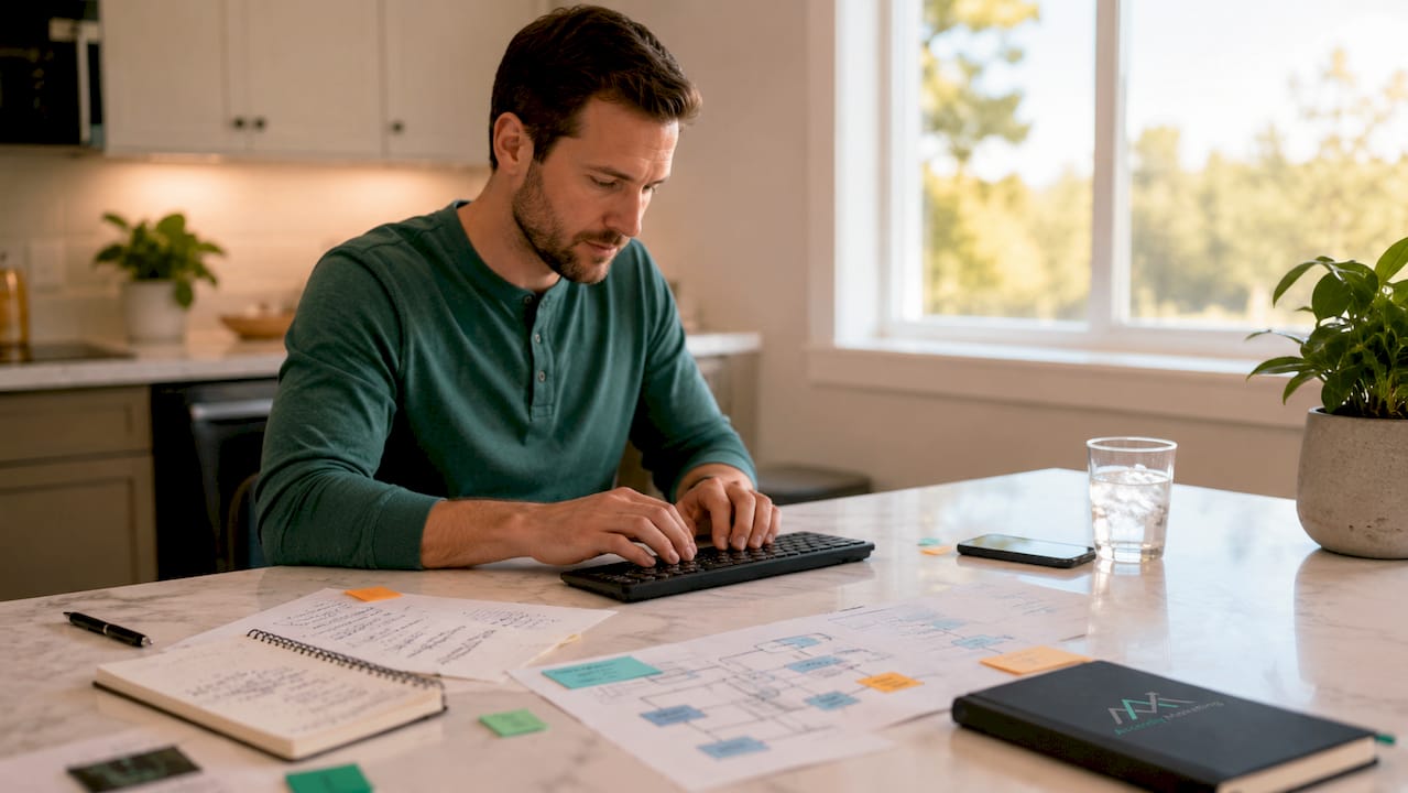 Hands typing next to conversion optimization notes