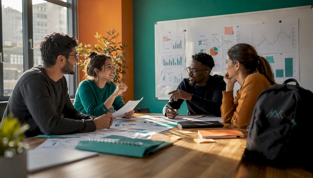 Marketing team discussing roi reports
