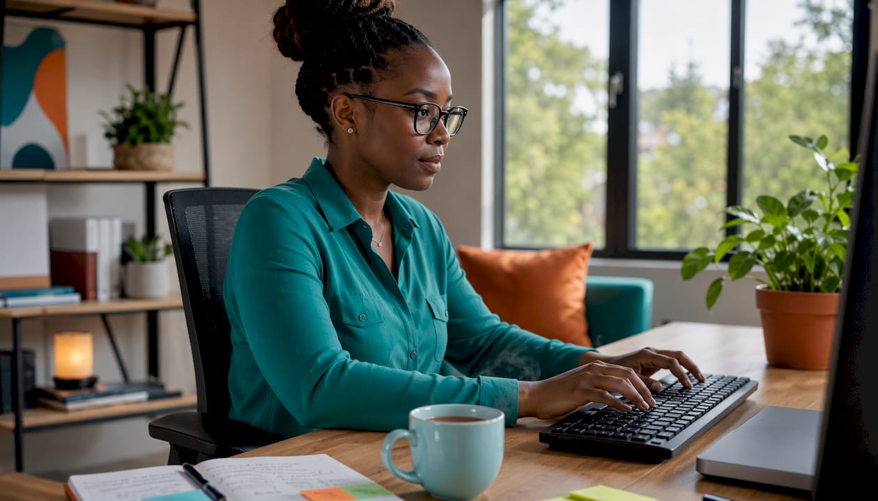 Data scientist typing on keyboard with marketing analytics setup