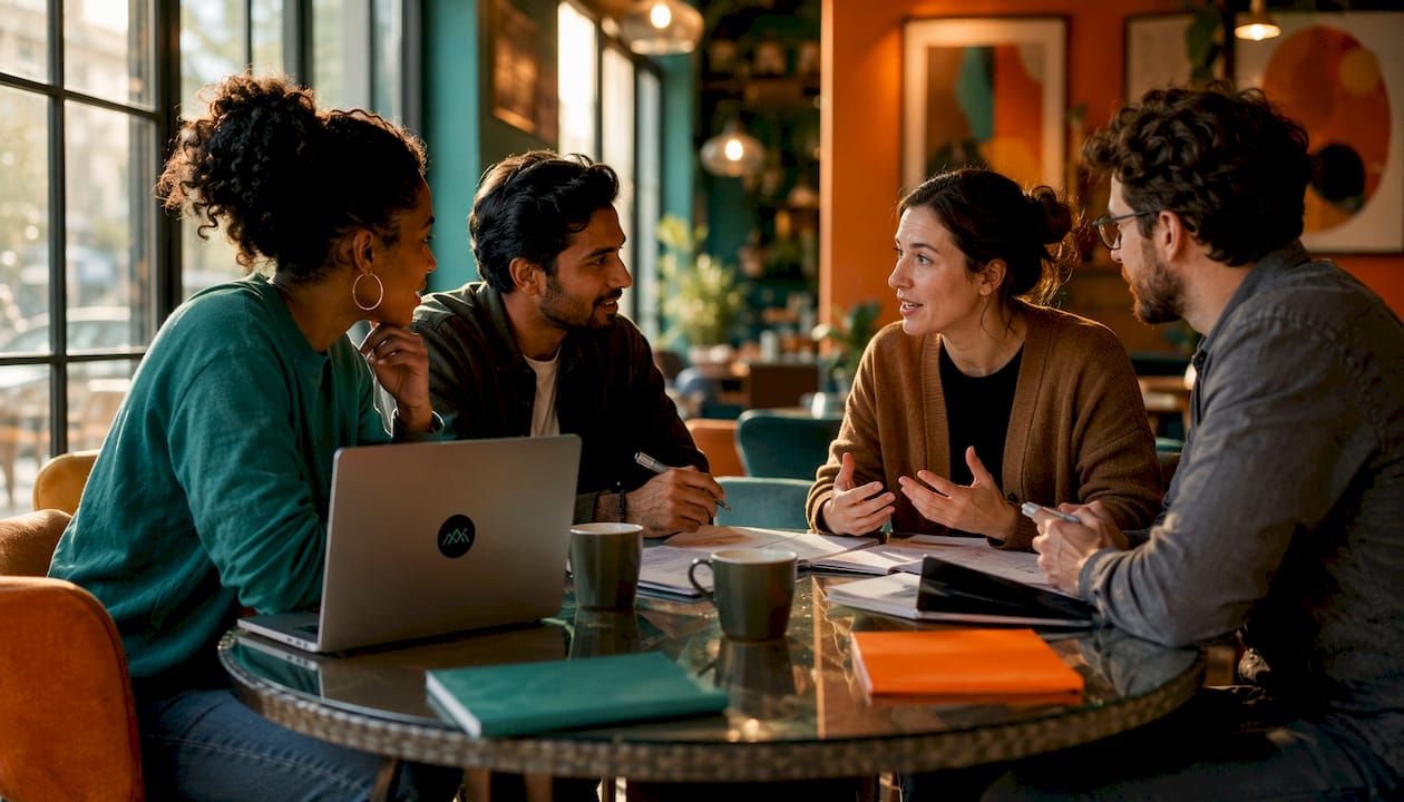 Diverse team discussing marketing strategy