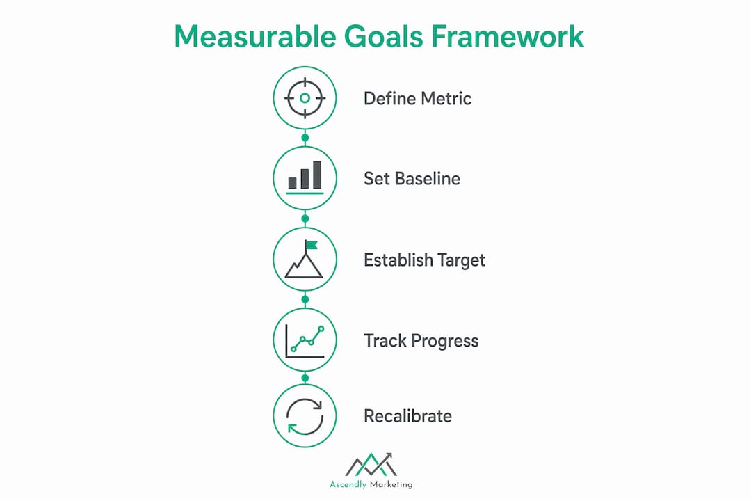 Infographic showing measurable goals step-by-step framework