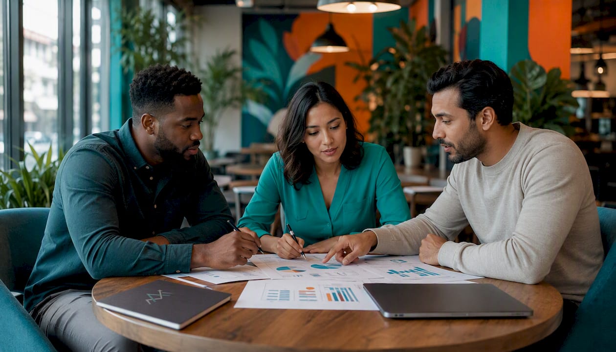 Team discussing paid ad campaign data