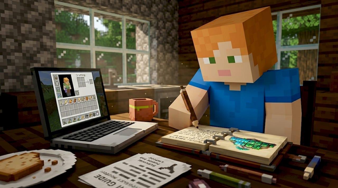 Teen strategizing Minecraft Hardcore survival