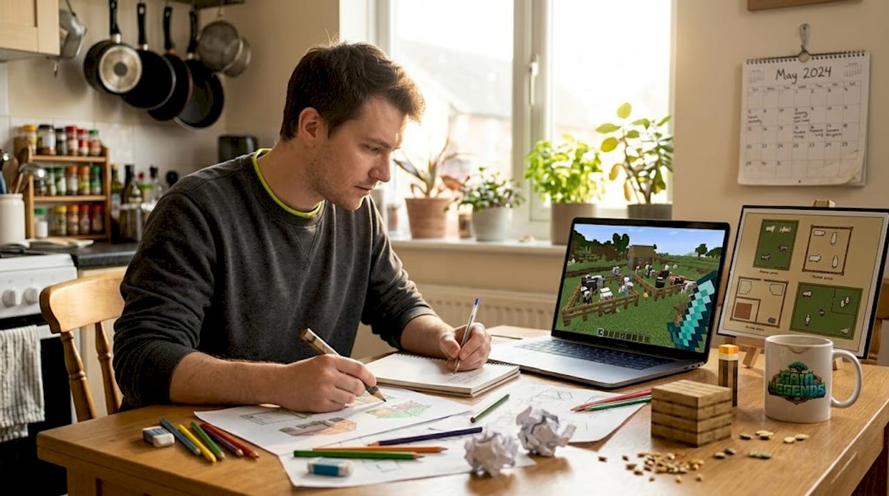 Sketching Minecraft animal pen designs