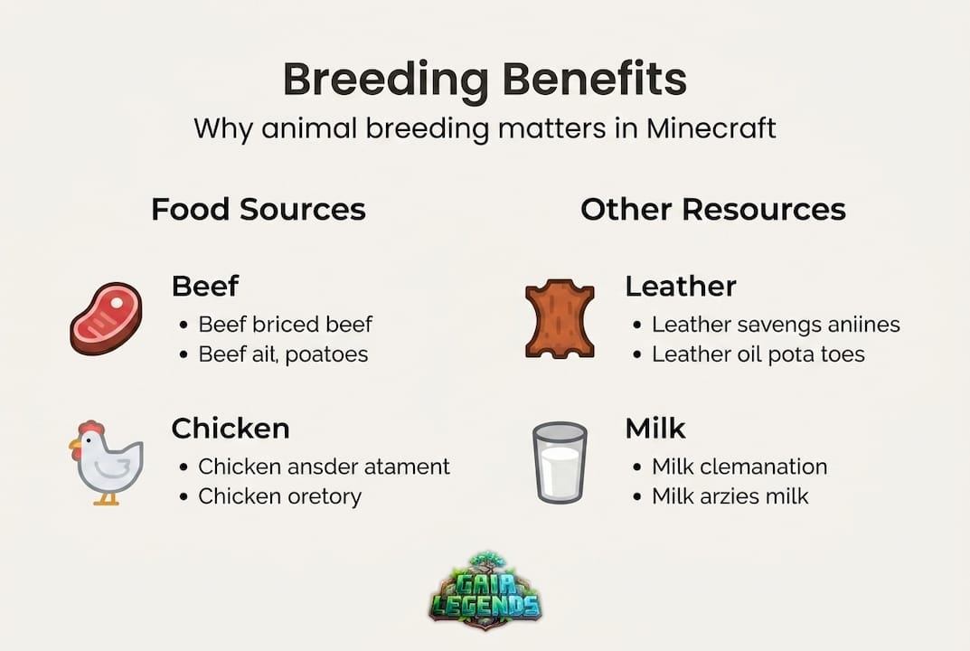 Infographic summarizing Minecraft breeding essentials