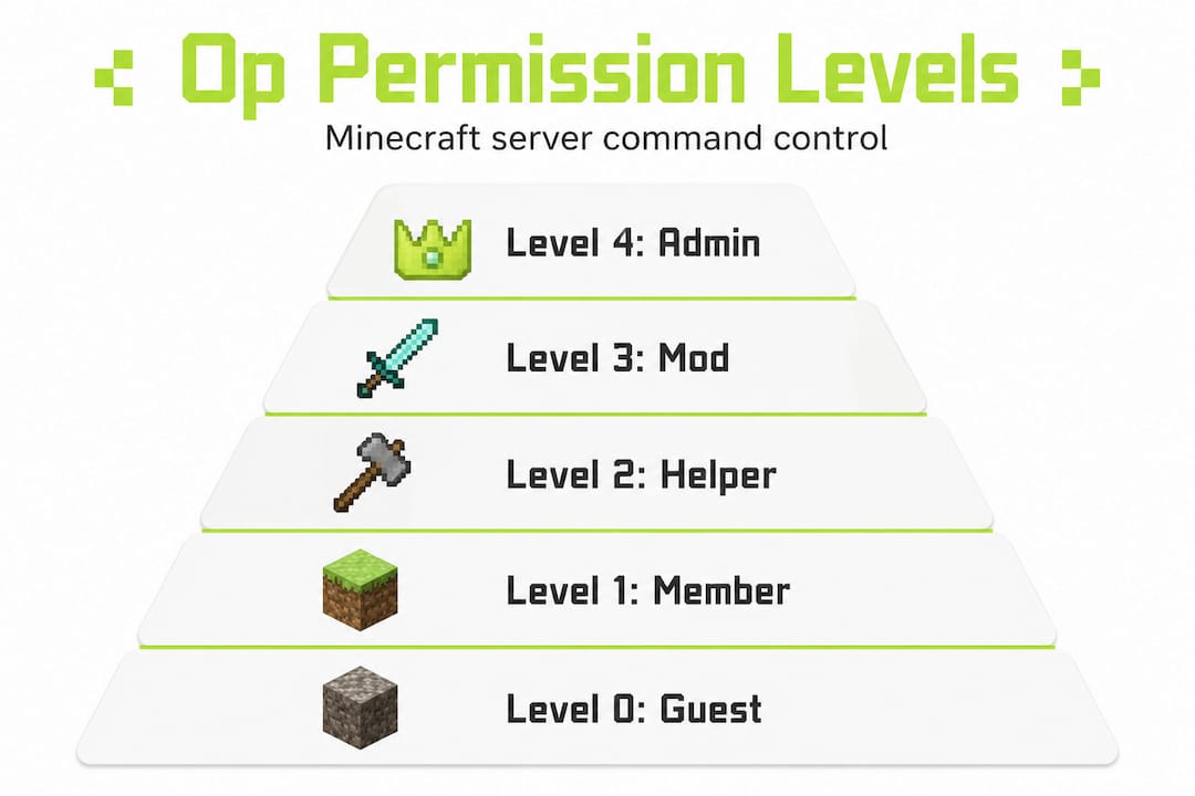 Infographic of Minecraft operator permission levels hierarchy