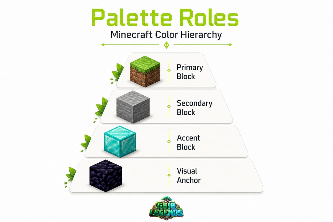 Infographic showing Minecraft color palette hierarchy