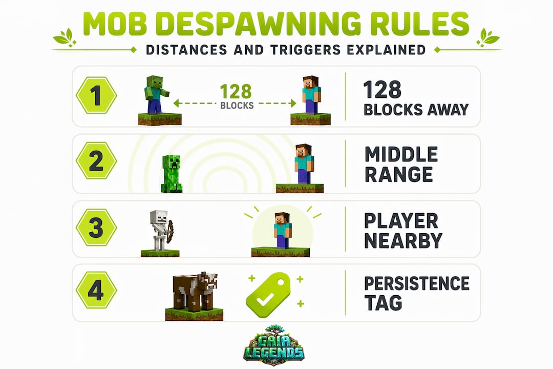 Infographic of Minecraft mob despawn rules
