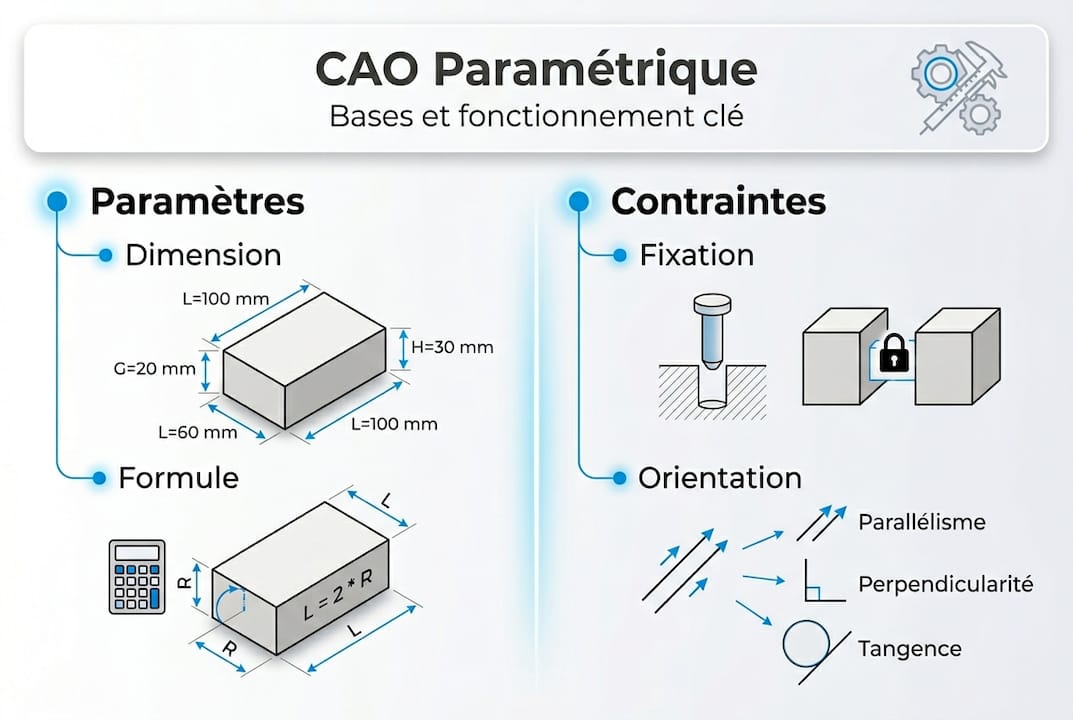 Visual explanation of parameters and constraints in parametric modeling