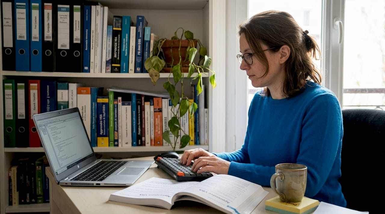 An employee developing a macro to automate tasks on CAD software.