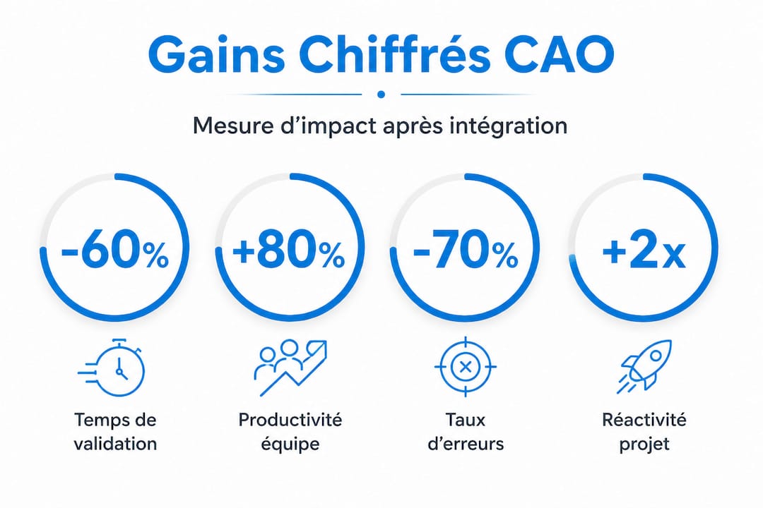 Discover the concrete benefits of CAD version management in numbers through this infographic.